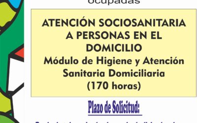 Prorrogado el plazo de solicitud para el Curso de Atención Sociosanitaria a Personas en el Domicilio.